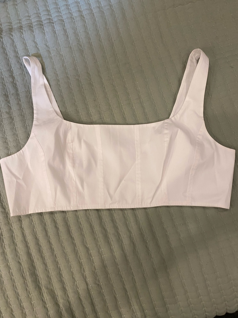 STAUD Cropped Wells White Tank Top Sz 16 NWOT